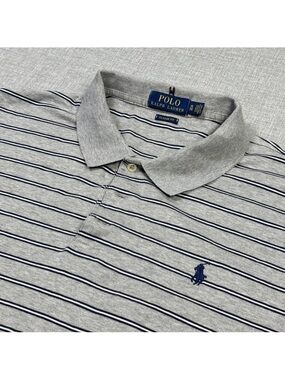 Polo Ralph Lauren Classic Fit Striped Polo Shirt Grey Blue XL